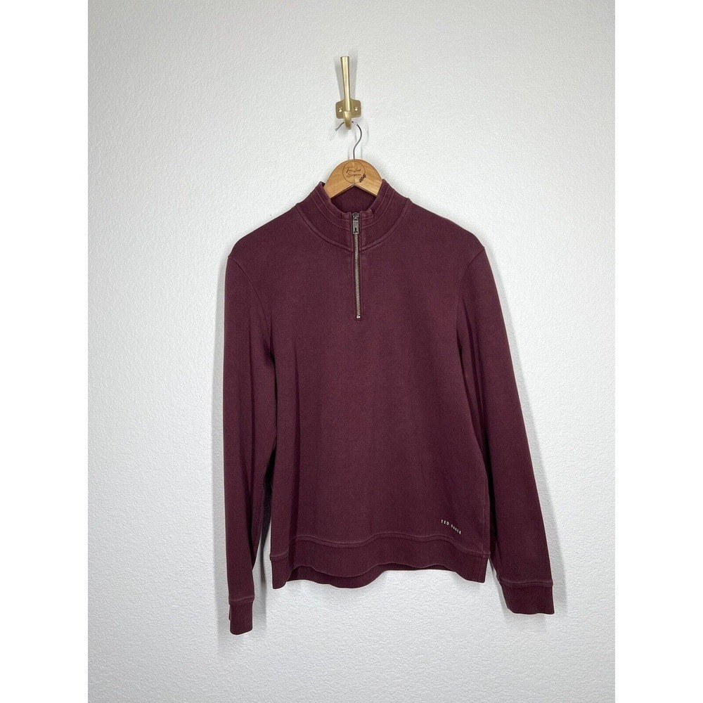 Ted Baker Mens 1/4 Zip Pullover Sweater Size 4 US Large L Burgundy